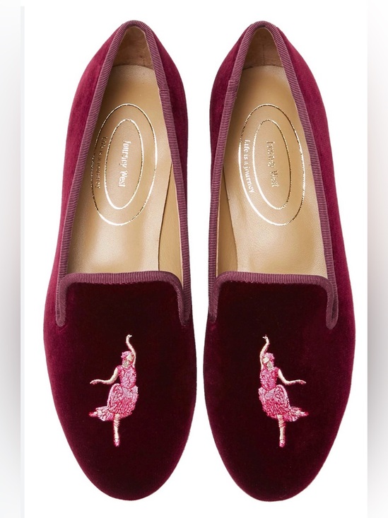 Journey West Shoes - Journey West Burgundy Velvet Embroidered Dancer Smoking Loafers Women’s 8M NWOB